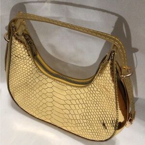 Gold Textured Hobo Bag - Women